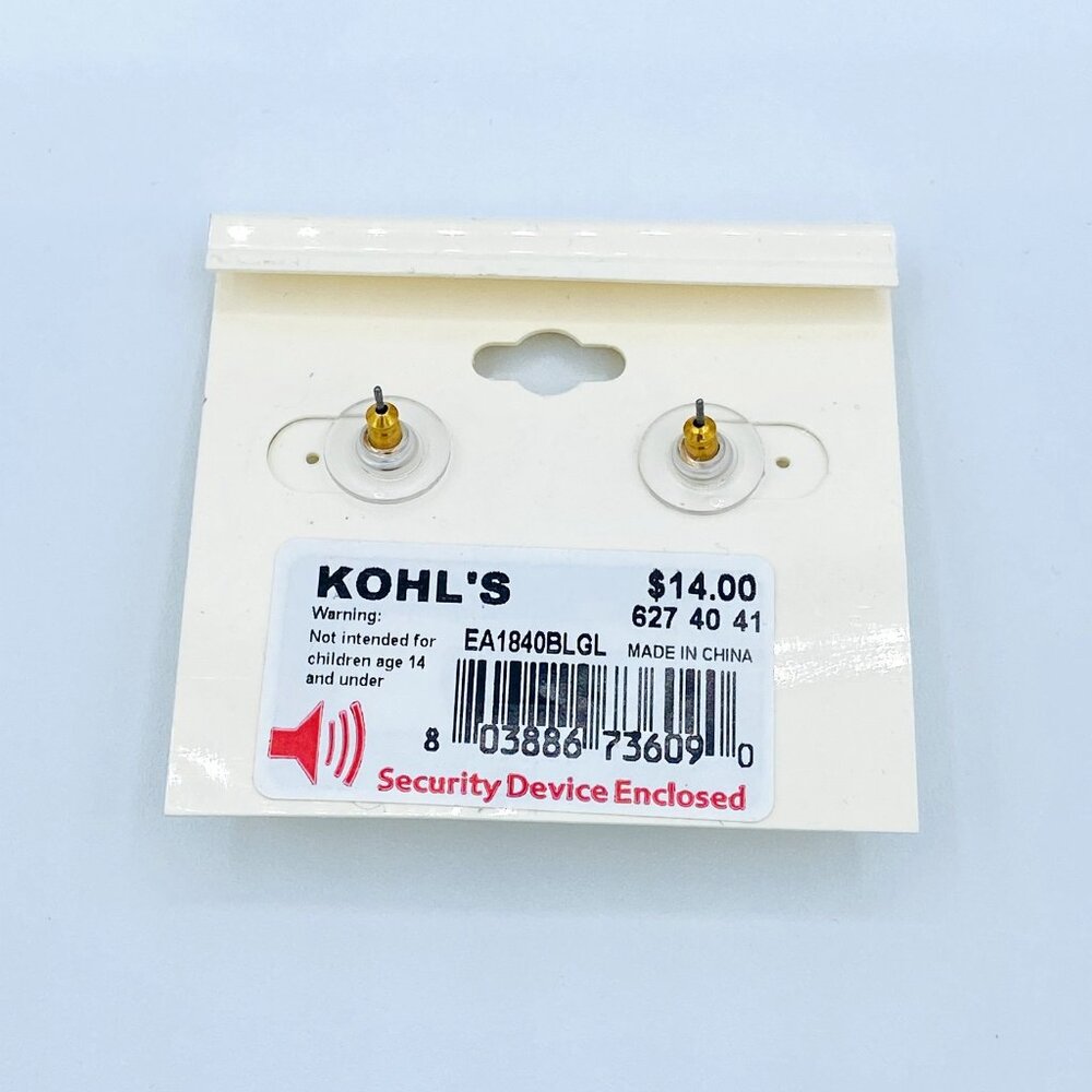 LC Lauren Conrad Blue Goldtone Heart Dangle Earrings New - Picture 4 of 4